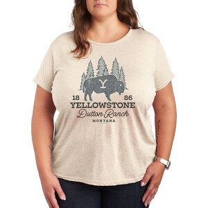 �A�j���L�����N�^�[ ���f�B�[�X �g�b�v�X T�V���c �v���X�T�C�Y �O���t�B�b�N Licensed Character Plus Yellowstone Dutton Ranch Bison Graphic Tee Beige �x�[�W��