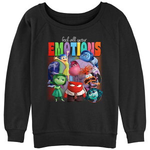 �f�B�Y�j�[ �s�N�T�[ ���f�B�[�X �g�b�v�X T�V���c �p�C�� �O���t�B�b�N Disney / Pixar's Inside Out 2 Feel All Your Emotions Juniors' Graphic Slouchy Terry Black �u���b�N