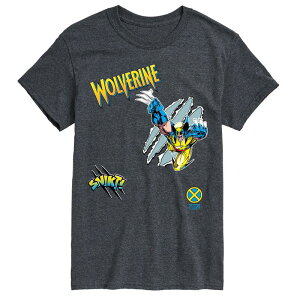 �}�[�x�� �����Y �g�b�v�X T�V���c �p�b�`���[�N �O���t�B�b�N Men's Marvel Wolverine Patchwork Graphic Tee Heather Charcoal �`���R�[��