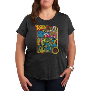 �A�j���L�����N�^�[ ���f�B�[�X �g�b�v�X T�V���c �v���X�T�C�Y �O���t�B�b�N Licensed Character Plusize X-Men Mutant & Proud Retro Graphic Tee Heather Charcoal �`���R�[��