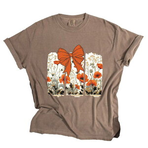 Simply Sage Market ���f�B�[�X �g�b�v�X T�V���c �t�����[�� �t�����[ Simply Sage Market Coquette Fall Floral Orange - Womens Garment Dyed Teespresso �I�����W
