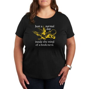 �A�j���L�����N�^�[ ���f�B�[�X �g�b�v�X T�V���c �v���X�T�C�Y �O���t�B�b�N Licensed Character Plusize Just a Normal Day Inside The Mind Of Book Nerd Graphic Tee Black �u���b�N