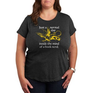 �A�j���L�����N�^�[ ���f�B�[�X �g�b�v�X T�V���c �v���X�T�C�Y �O���t�B�b�N Licensed Character Plusize Just a Normal Day Inside The Mind Of Book Nerd Graphic Tee Heather Charcoal �`���R�[��