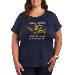 �A�j���L�����N�^�[ ���f�B�[�X �g�b�v�X T�V���c �v���X�T�C�Y �O���t�B�b�N Licensed Character Plusize Just a Normal Day Inside The Mind Of Book Nerd Graphic Tee Navy �l�C�r�[