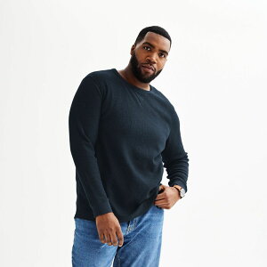 �\�m�} �����Y �g�b�v�X T�V���c �g�[�� Big & Tall Sonoma Goods For Life Thessential Waffle Thermal Tee Navy �l�C�r�[