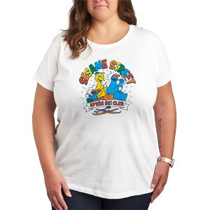 �A�j���L�����N�^�[ ���f�B�[�X �g�b�v�X T�V���c �v���X�T�C�Y �O���t�B�b�N Licensed Character Plusize Sesame Street Aprski Club Graphic Tee White �z���C�g