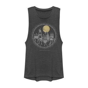 �A�j���L�����N�^�[ ���f�B�[�X �g�b�v�X T�V���c Licensed Character Juniors' Harry Potter Hogwarts Line Art Circle Muscle Tank Top Charcoal �`���R�[��