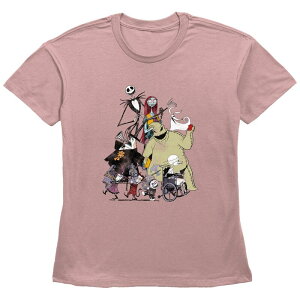 �f�B�Y�j�[ ���f�B�[�X �g�b�v�X T�V���c �O���t�B�b�N Disney's The Nightmare Before Christmas Juniors' Characters Group Shot Graphic Tee Desert Pink �s���N