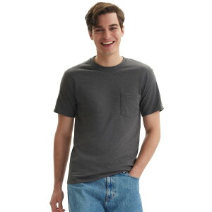 �w�C���Y �����Y �g�b�v�X T�V���c Men's Hanes Beefy-T 2-Pack Pocket-Shirt Charcoal Heather �`���R�[��