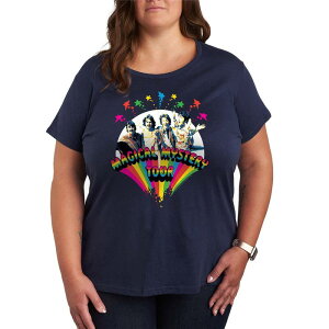 �A�j���L�����N�^�[ ���f�B�[�X �g�b�v�X T�V���c �v���X�T�C�Y �O���t�B�b�N Licensed Character Plusize The Beatles Magical Mystery Tour Graphic Tee Navy �l�C�r�[