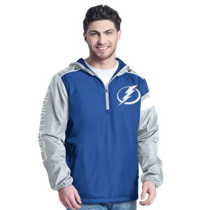 �J�[�� �o���N�X �����Y �g�b�v�X T�V���c �p�[�J�[ �W���P�b�g Men's G-III Sports by Carl Banks Blue/Gray Tampa Bay Lightning Lateral Half-Zip Hoodie Jacket Lgh Blue �u���[