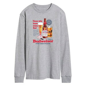 �A�j���L�����N�^�[ �����Y �g�b�v�X T�V���c ���B���e�[�W �O���t�B�b�N Licensed Character Men's Budweiser Enjoy Bud Vintage Long Sleeve Graphic Tee Athletic Heather �w�U�[