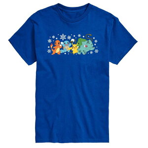 �A�j���L�����N�^�[ �����Y �g�b�v�X T�V���c �O���t�B�b�N Licensed Character Men's Pokemon Group Snowball Fight Graphic Tee Royal Blue �u���[
