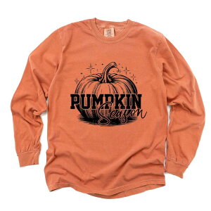 Simply Sage Market ���f�B�[�X �g�b�v�X T�V���c �O���t�B�b�N Simply Sage Market Pumpkin Season Sparkles Distressed - Women's Garment Dyed Long Sleeve Graphic T-Shirt Yam