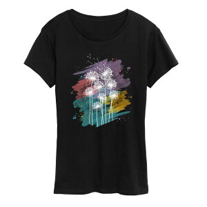 �A�j���L�����N�^�[ ���f�B�[�X �g�b�v�X T�V���c �O���t�B�b�N Licensed Character Women's Dandelions Watercolor Graphic Tee Black �u���b�N