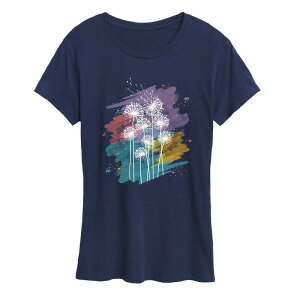 �A�j���L�����N�^�[ ���f�B�[�X �g�b�v�X T�V���c �O���t�B�b�N Licensed Character Women's Dandelions Watercolor Graphic Tee Navy �l�C�r�[