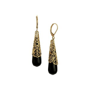 1928 ���f�B�[�X �A�N�Z�T���[ �s�A�X�E�C�������O 1928 Gold Tone Filigree Teardrop Earrings Black �u���b�N