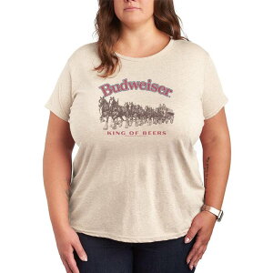 �A�j���L�����N�^�[ ���f�B�[�X �g�b�v�X T�V���c �v���X�T�C�Y �O���t�B�b�N Licensed Character Plusize Budweiser King Of Beers Clydesdale Graphic Tee Beige �x�[�W��