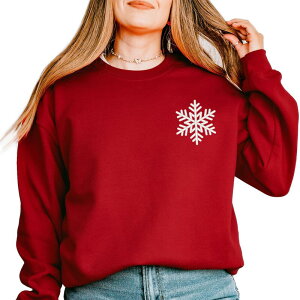 Simply Sage Market ���f�B�[�X �g�b�v�X T�V���c �X�E�F�b�g �h�J �O���t�B�b�N Simply Sage Market Embroidered Snowflake - Women's Graphic Sweatshirt Cardinal