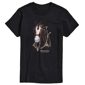 �A�j���L�����N�^�[ �����Y �g�b�v�X T�V���c �O���t�B�b�N Licensed Character Men's Budweiser Clydesdales Horse Portrait Graphic Tee Black �u���b�N