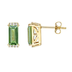Gemminded ���f�B�[�X �A�N�Z�T���[ �s�A�X�E�C�������O Gemminded 18k Gold Over Silver Peridot & Lab-Created White Sapphire Stud Earrings Gold Tone �S�[���h
