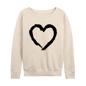 �A�j���L�����N�^�[ ���f�B�[�X �g�b�v�X T�V���c �p�C�� Licensed Character Women's Paintbrush Stroke Heart French Terry Long Sleeve Tee Beige �x�[�W��