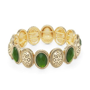 �l�[�s�A ���f�B�[�X �A�N�Z�T���[ �u���X���b�g�E�o���O���E�A���N���b�g Napier Gold-Tone Simulated Green Stone Stretch Bracelet Green �O���[��