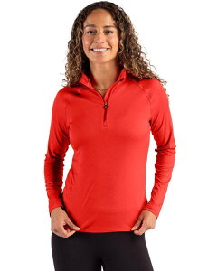 �J�b�^�[�A���h�o�b�N ���f�B�[�X �g�b�v�X T�V���c Cutter & Buck Coastlinepicomfort Recycled Womens 1/4 Zip Red ���b�h
