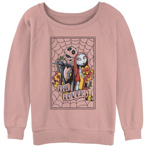 �f�B�Y�j�[ ���f�B�[�X �g�b�v�X T�V���c �p�C�� �O���t�B�b�N Disney's The Nightmare Before Christmas Jack And Sally Tattoo Juniors' Graphic Slouchy Terry Desert Pink �s���N
