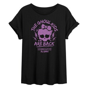 �A�j���L�����N�^�[ ���f�B�[�X �g�b�v�X T�V���c Licensed Character Juniors' Monster High The Ghoul Kids Are Back Oversized Tee Black �u���b�N