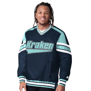 �X�^�[�^�[ �����Y �g�b�v�X T�V���c V�l�b�N �W���P�b�g Men'starter Navy Seattle Kraken Reliver I V-Neck Pullover Jacket Krk Navy �l�C�r�[