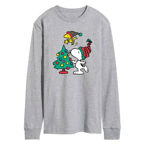 �A�j���L�����N�^�[ �����Y �g�b�v�X T�V���c �O���t�B�b�N Licensed Character Men's Peanutsnoopy & Woodstock Tree Long Sleeve Graphic Tee Heather Gray �O���[