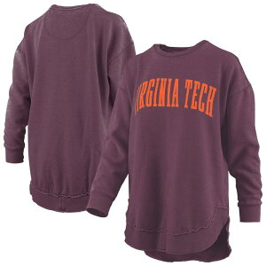 �v���X�{�b�N�X ���f�B�[�X �g�b�v�X T�V���c ���B���e�[�W �X�E�F�b�g �t���[�X Women's Pressbox Maroon Virginia Techokies Melange Poncho Vintage Fleece Long Sleeve Pullover Sweatshirt Vat Red ���b�h