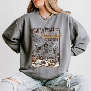 Simply Sage Market ���f�B�[�X �g�b�v�X T�V���c �X�E�F�b�g Simply Sage Market Read In Peace Book Club - Lightweight Garment Dyed Sweatshirt Grey �O���[