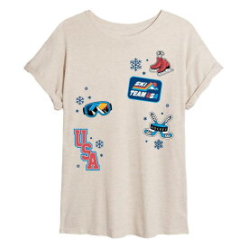 アニメキャラクター レディース トップス Tシャツ Licensed Character Juniors' USA Icons Oversized Tee Beige ベージュ