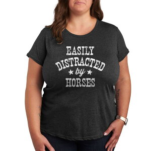 �A�j���L�����N�^�[ ���f�B�[�X �g�b�v�X T�V���c �v���X�T�C�Y �O���t�B�b�N Licensed Character Plus Easily Distracted By Horses Graphic Tee Heather Charcoal �`���R�[��
