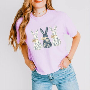 Simply Sage Market ���f�B�[�X �g�b�v�X T�V���c �O���t�B�b�N Simply Sage Markethree Blue Willow Bunnies - Women's Boxy Crop Top Graphic T-Shirt Orchid �u���[