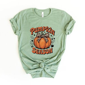Simply Sage Market ���f�B�[�X �g�b�v�X T�V���c �O���t�B�b�N Simply Sage Market Coquette Pumpkin Season Leopard - Womenshort Sleeve Graphic T-Shirt Sage �Z�[�W