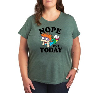 �A�j���L�����N�^�[ ���f�B�[�X �g�b�v�X T�V���c �v���X�T�C�Y Licensed Character Plusize Rugrats Chuckie Nope Notoday Tee Heather Juniper �w�U�[