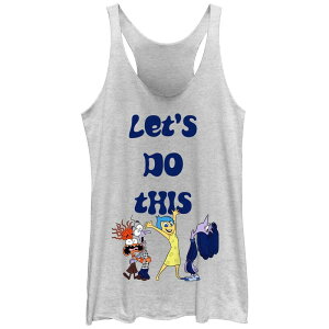 �f�B�Y�j�[ �s�N�T�[ ���f�B�[�X �g�b�v�X T�V���c �O���t�B�b�N Disney / Pixar's Inside Out 2 Let's Do This Juniors' Graphic Racerback Tank Top White Heather �z���C�g