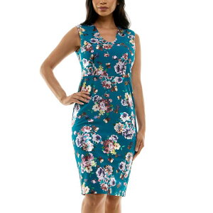 �j�i���I�i���h ���f�B�[�X �g�b�v�X �����s�[�X Women's Nina Leonard Foil Sheath Dress Deep Lagoon Multi �}���`�J���[