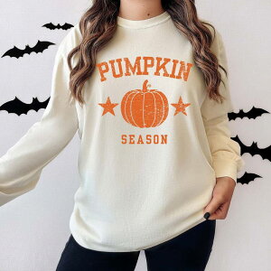 Simply Sage Market ���f�B�[�X �g�b�v�X T�V���c Simply Sage Market Pumpkin Season Star Distressed - Womens Garment Dyed Long Sleeve Ivory �A�C�{���[
