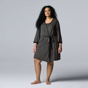 ���F���E�H�� ���f�B�[�X �A���_�[�E�F�A �i�C�g�E�F�A �v���X�T�C�Y Plusize Simply Vera Wang Basic Luxury Wrap Robe Charcoal Heather �`���R�[��