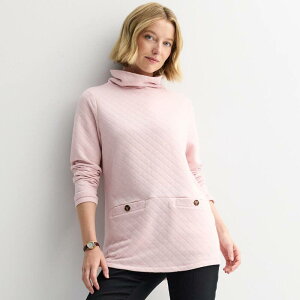�N���t�g���o���[ ���f�B�[�X �g�b�v�X T�V���c ���b�N�l�b�N Women's Croft & Barrow Pocket Mock Neck Tunic Vintage Pixie