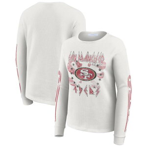 �E�F�A �o�C �G���� �A���h���[�Y ���f�B�[�X �g�b�v�X T�V���c ���� �O���t�B�b�N Women's WEAR by Erin Andrews White San Francisco 49ers Graphic Waffle Long-Sleeve T-Shirt 49r White �z���C�g