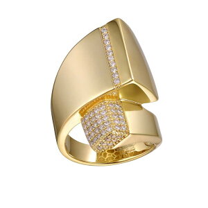 �A���u�����f�b�h ���f�B�[�X �A�N�Z�T���[ �����O Unbranded 14k Gold Over Silver Cubic Zirconia & Diamond Accent Modern Open Cuff Scroll Ringold Tone �S�[���h