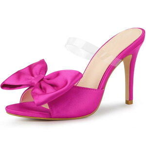 �A���O�� �P�[ ���f�B�[�X �V���[�Y �p���v�X �T���_�� �q�[�� ALLEGRA K Women's Bow Sandal Stiletto Heels Mules Heel Sandals Hot Pink �s���N