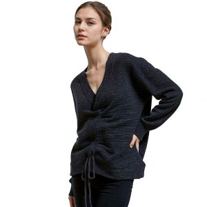 �v���C�I�l ���f�B�[�X �A�E�^�[ �j�b�g�E�Z�[�^�[ V�l�b�N �M���U�[ Pleione V-neck Ruched Sweater Charcoal �`���R�[��