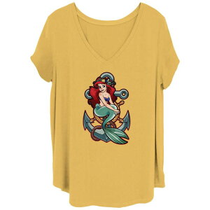 �f�B�Y�j�[ ���f�B�[�X �g�b�v�X T�V���c �v���X�T�C�Y Disney's The Little Mermaid Juniors' Anchor Poster Plus Tee Ochre
