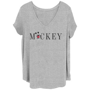 �f�B�Y�j�[ ���f�B�[�X �g�b�v�X T�V���c �v���X�T�C�Y �O���t�B�b�N Disney's Mickey Mouse Juniors' Plusize Simple Text Graphic Tee Heather Gray �O���[